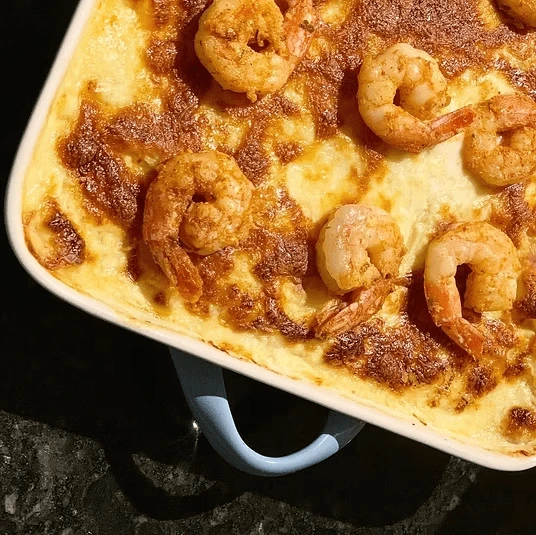 Banner da receita de Lasanha de camarão e queijo brie