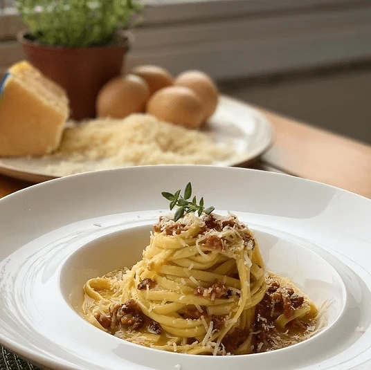 Banner da receita de Talharim à carbonara